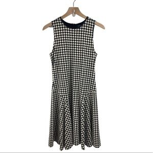 Lauren Ralph Lauren Houndstooth Dress w/ Faux Leather Neckline sz M